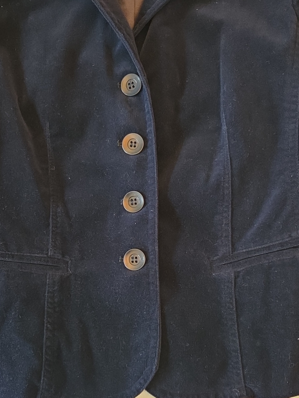Vince Navy Blue 100% Cotton 4 Button Blazer Lapel Slash Pockets Transitional Sz8 - Picture 3 of 7